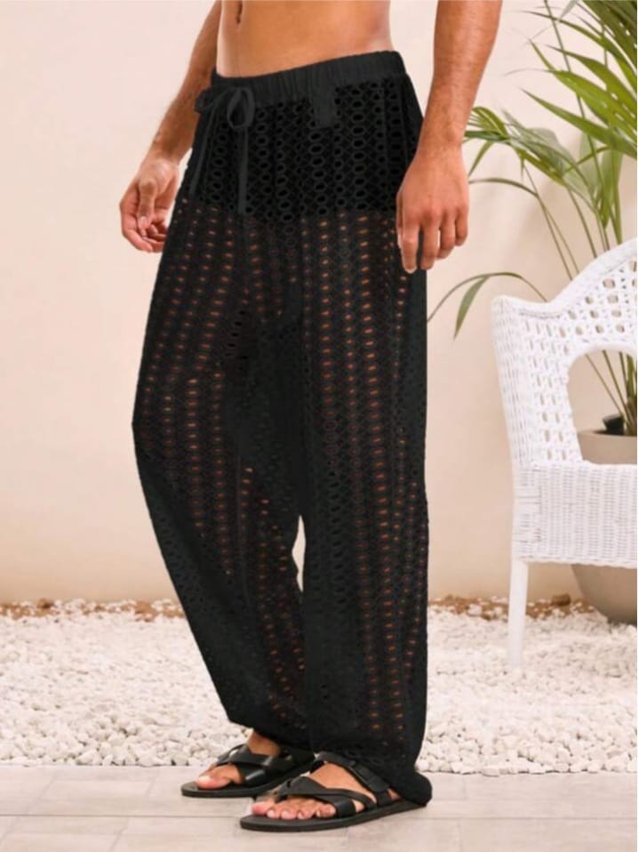 Men's Knitted casual Loose Fit Elastic Waist Straight Leg Lounge Pant